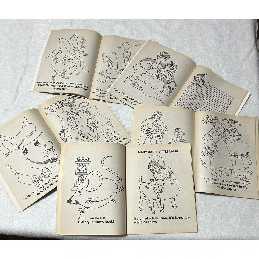 Vtg Landoll 1984, 1986 Nursery Rhyme Coloring Books Set Of 5 Not Used 8.5